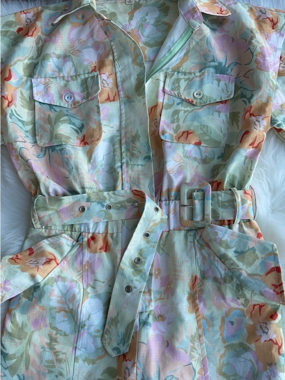 Lena Pastel Floral pants Jumpsuit with Belt - Picture 8 of 12
